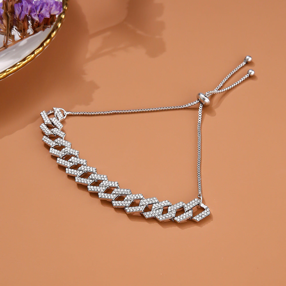 Exquisite Crystal 3 Color Figaro Bracelets Easy-wear Jewelry