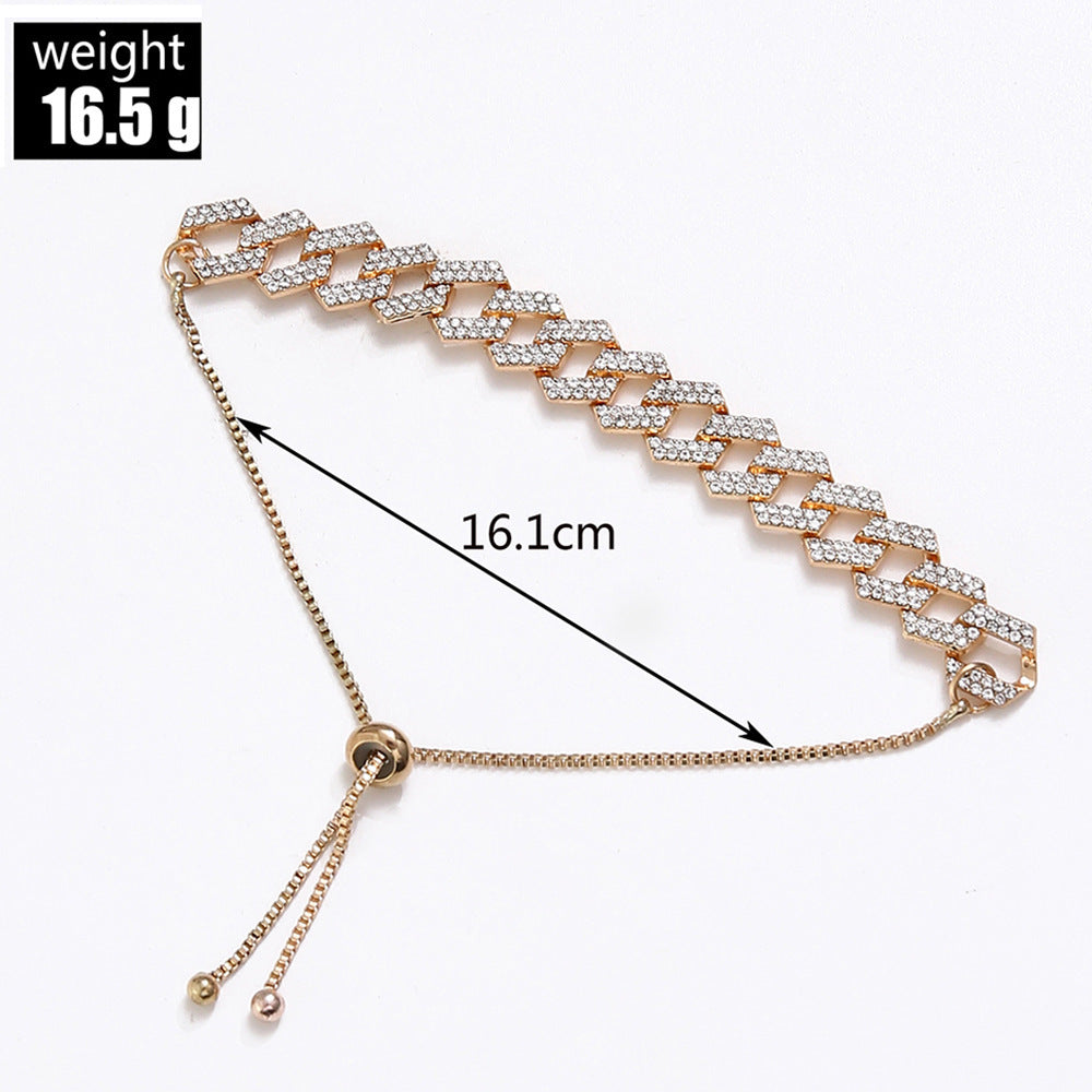Exquisite Crystal 3 Color Figaro Bracelets Easy-wear Jewelry
