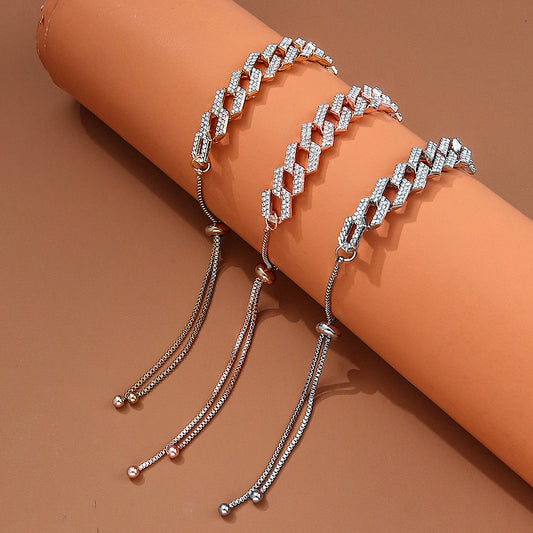Exquisite Crystal 3 Color Figaro Bracelets Easy-wear Jewelry