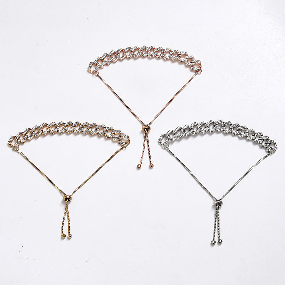 Exquisite Crystal 3 Color Figaro Bracelets Easy-wear Jewelry