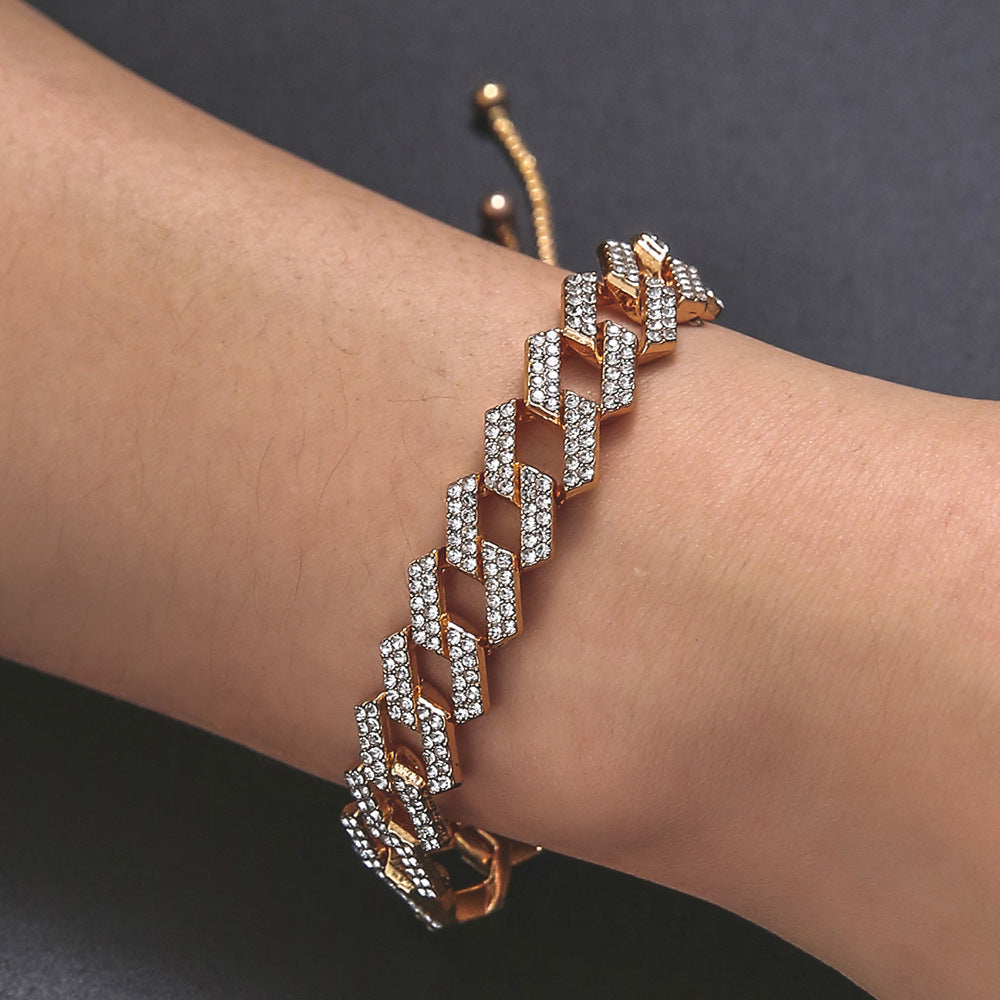 Exquisite Crystal 3 Color Figaro Bracelets Easy-wear Jewelry