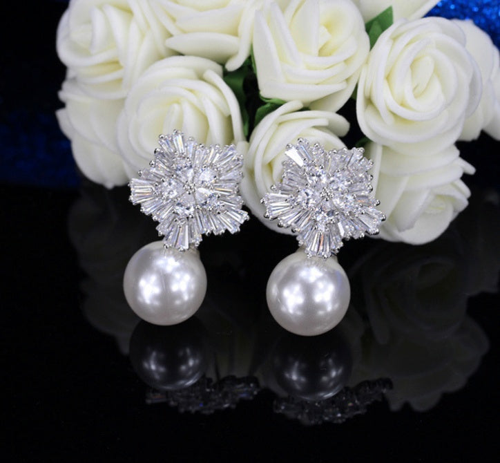 Pearl Earrings for Women Shaped Cubic Zirconia Woman Jewelry Birthday Gift