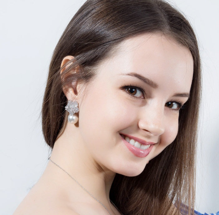 Pearl Earrings for Women Shaped Cubic Zirconia Woman Jewelry Birthday Gift