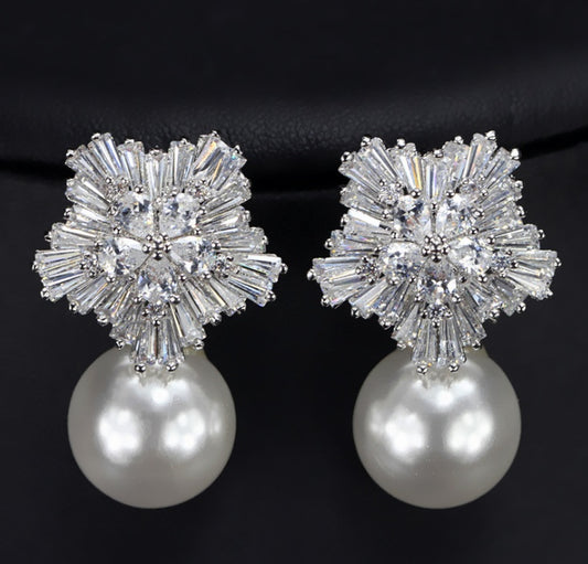Pearl Earrings for Women Shaped Cubic Zirconia Woman Jewelry Birthday Gift